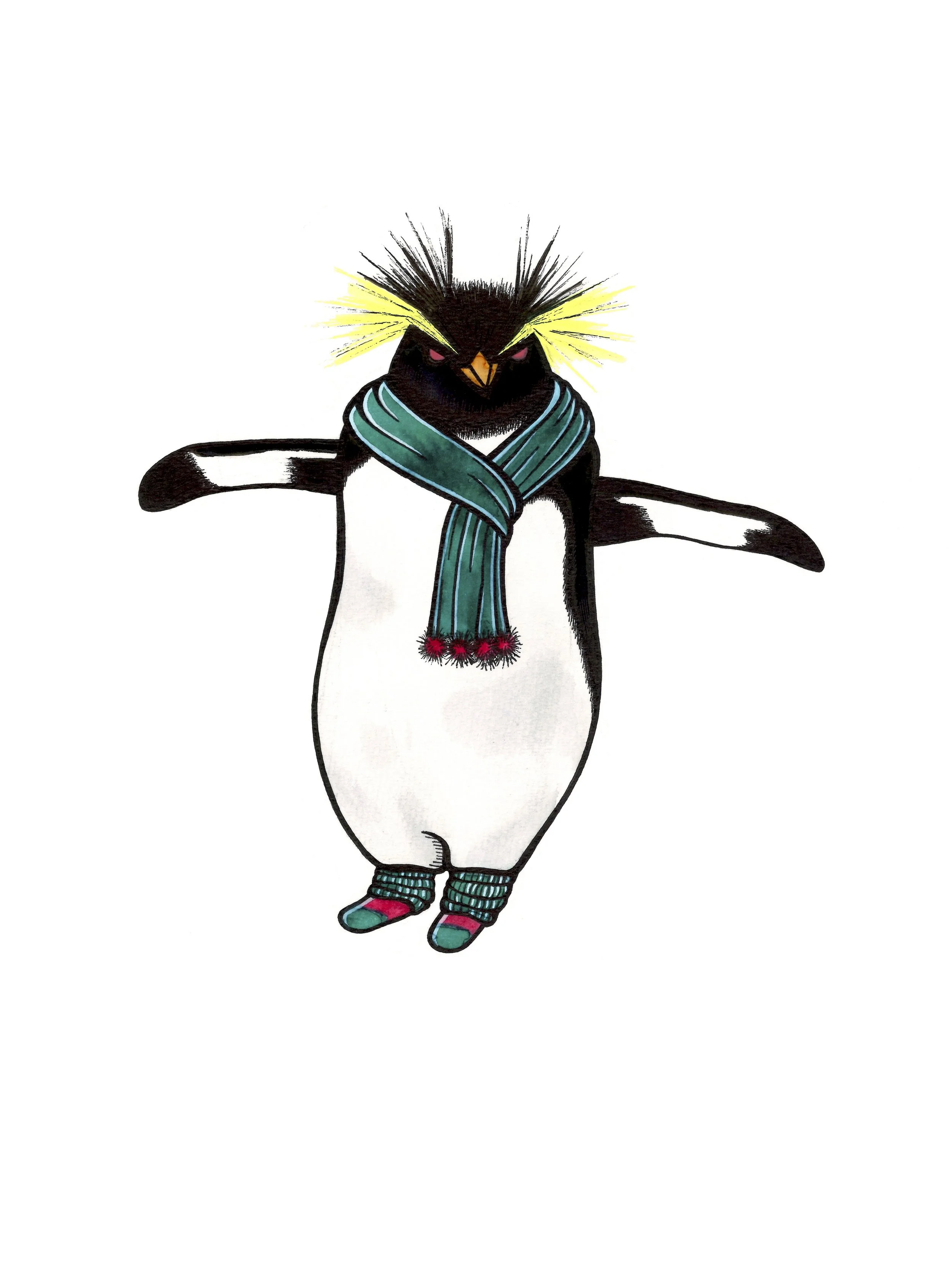 Cozy Rockhopper Penguin Print (6x8) — EmTheJackalope